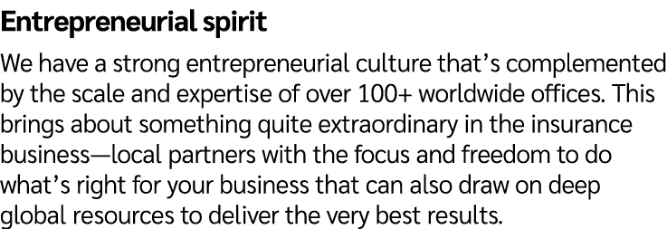 Entrepreneurial spirit We have a strong entrepreneurial culture that’s complemented by the scale and expertise of ove...
